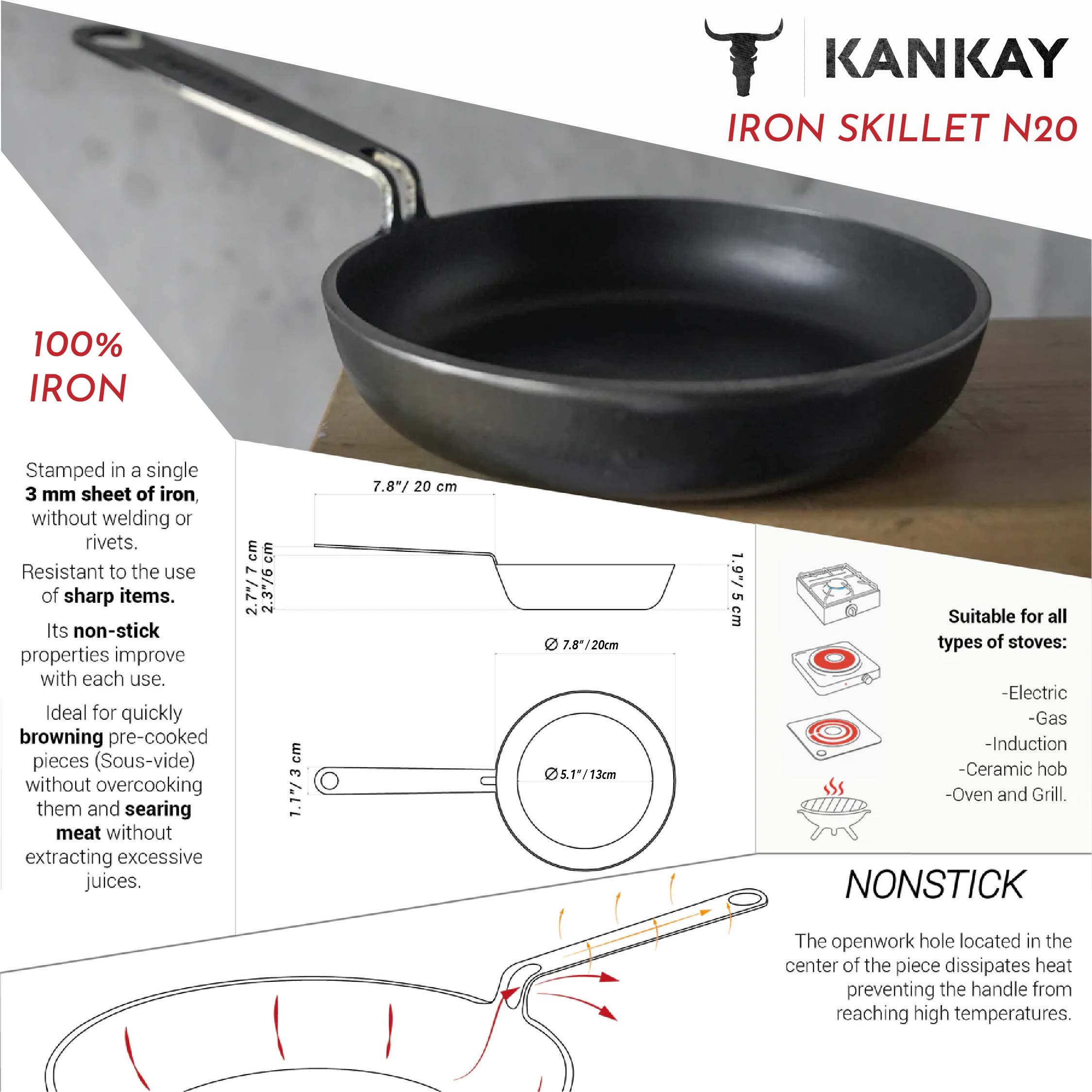 Carbon Steel 4 Skillets Combo