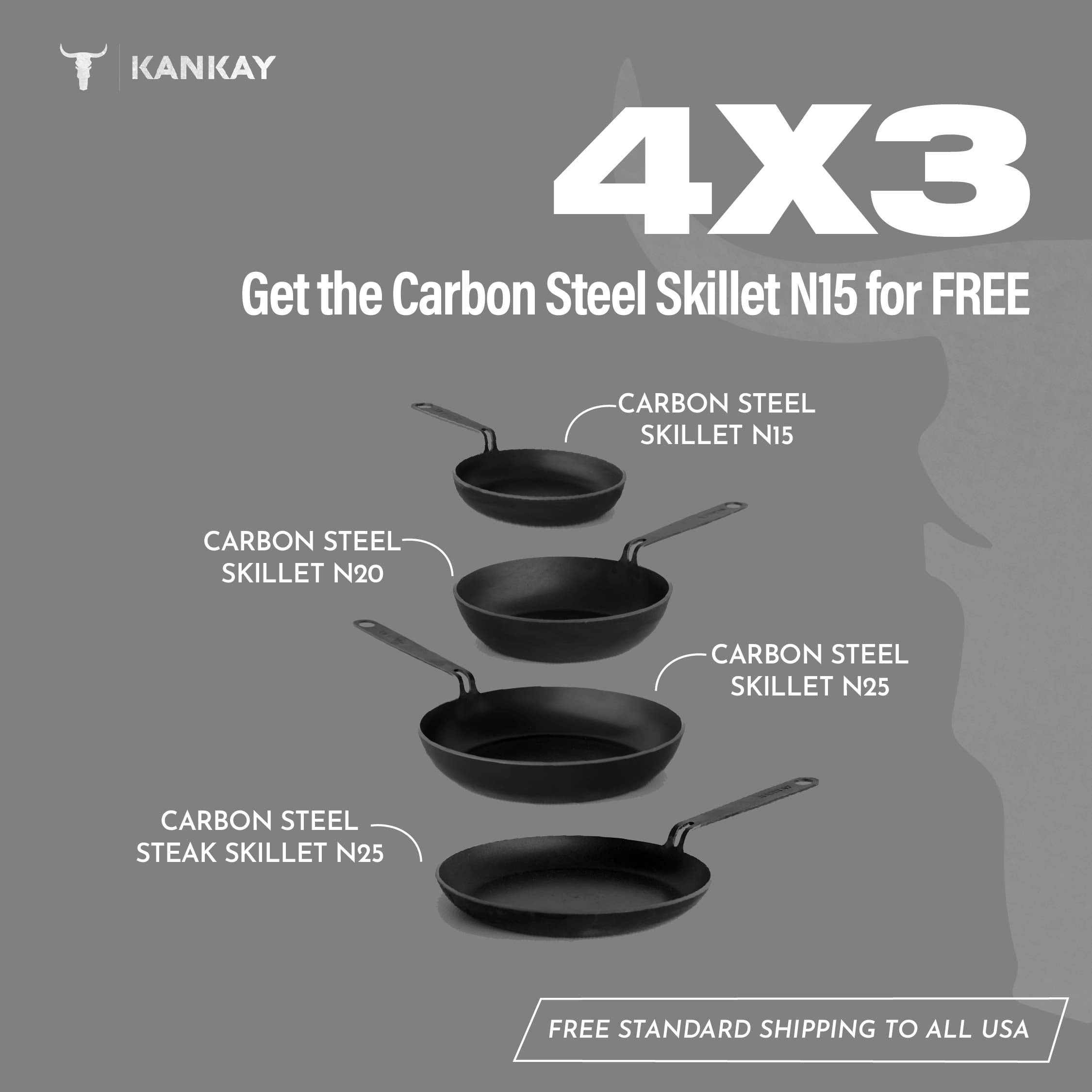 5x4- Carbon Steel Skillet - GET 1 FREE!