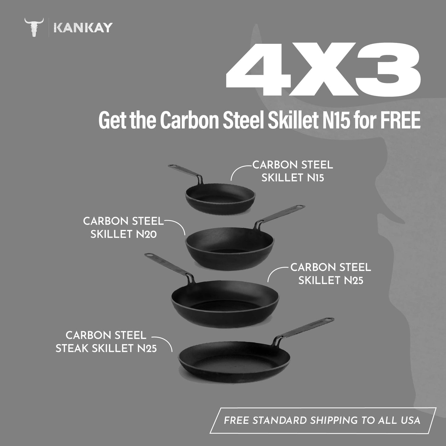 4x3 Carbon Steel Skillet - GET 1 FREE