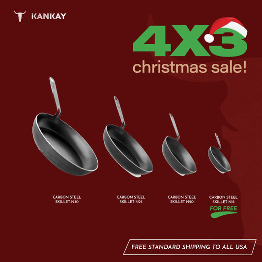 4x3: Carbon Steel Skillet - 30,25,20,15