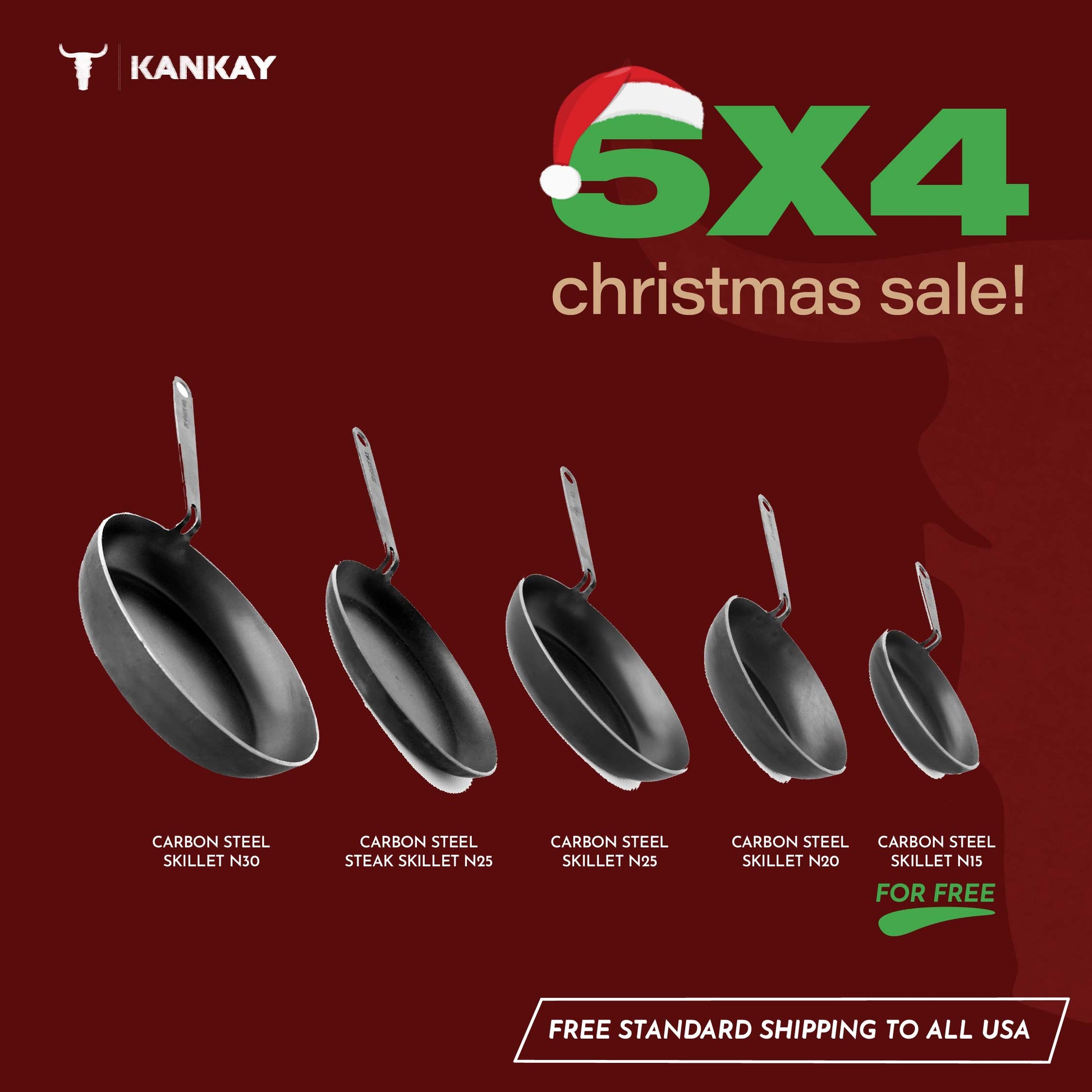 5x4- Carbon Steel Skillet - GET 1 FREE!